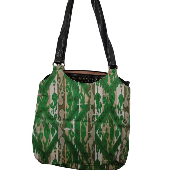 Route 66 Handbags - Vintage Route 66 Aztec Print Large Shoulder Bag/Purse in Green/Brown/Gray